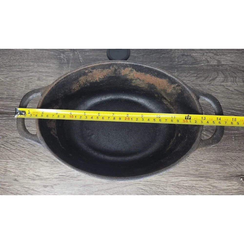Paula Deen Cast Iron Oval Dutch Oven Roasting Casserole & Lid 11.5” x 8.5” 5 QT